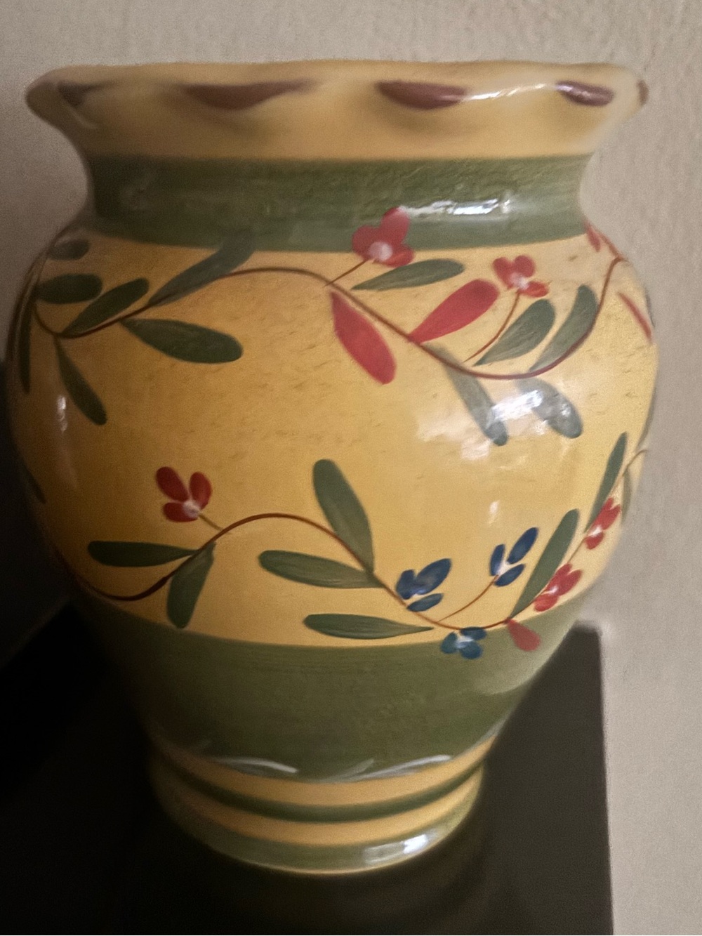 Boston Warehouse Hand-Painted Yellow Floral Ceramic Vase